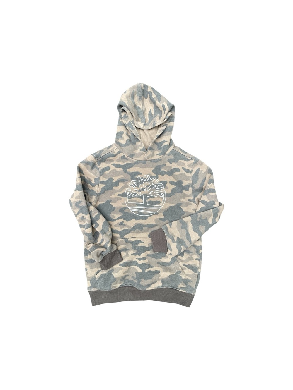 Timberland Boys Camo Hoodie Sweatshirt Size 10 Brown Tan Gray